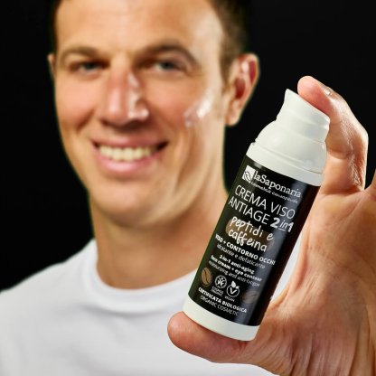 laSaponaria Pánský krém Antiage 2v1 na tvář i oční okolí s peptidy a kofeinem BIO (50 ml)