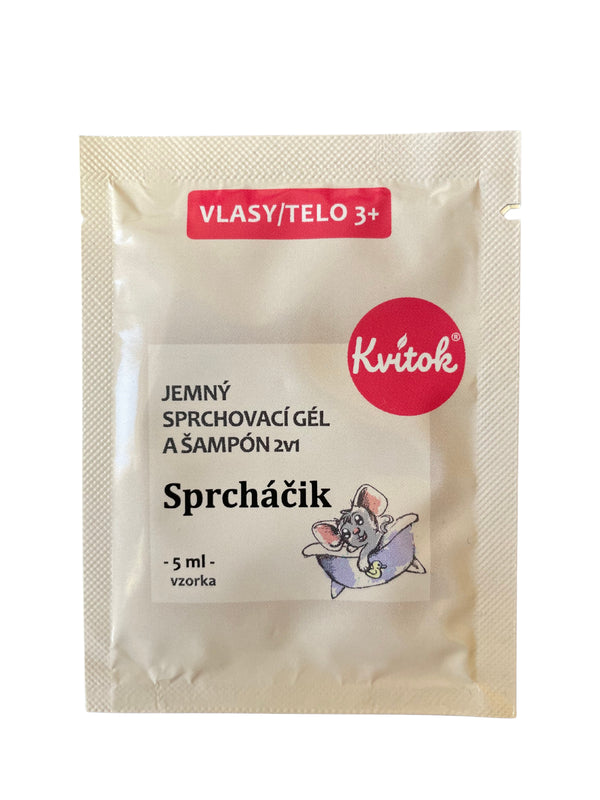 Kvitok Jemný dětský sprchový gel a šampon 2v1 Sprcháček - vzorek (5 ml)