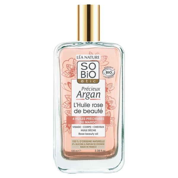 SO’BiO étic Précieux Argan Pěstící olej na tělo, tvář i vlasy BIO - růžový (100 ml)