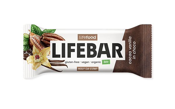 Lifefood Tyčinka Lifebar InChoco vanilková s kakaovými boby RAW BIO (40 g)