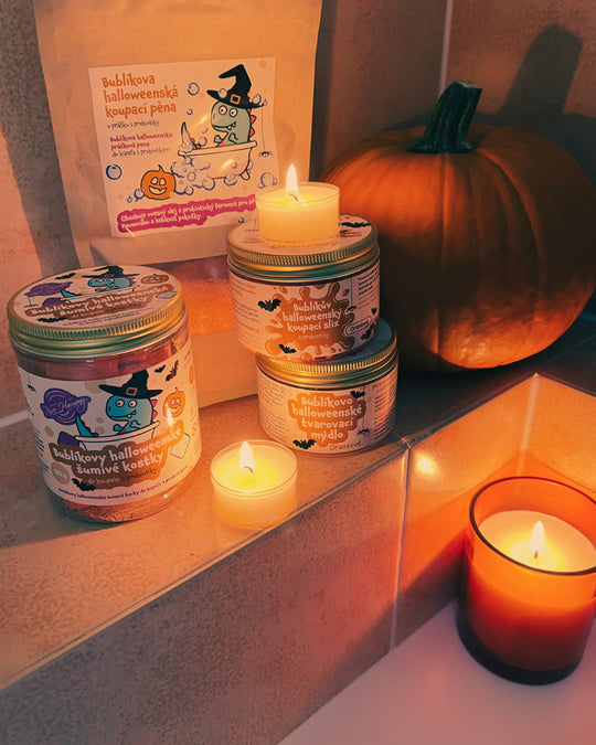 Pure Harmony Bublíkovy halloweenské šumivé kostky do koupele s probiotiky (180 g)