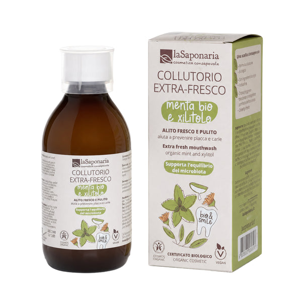 laSaponaria Extra svěží ústní voda s mátou a xylitolem BIO (250 ml)