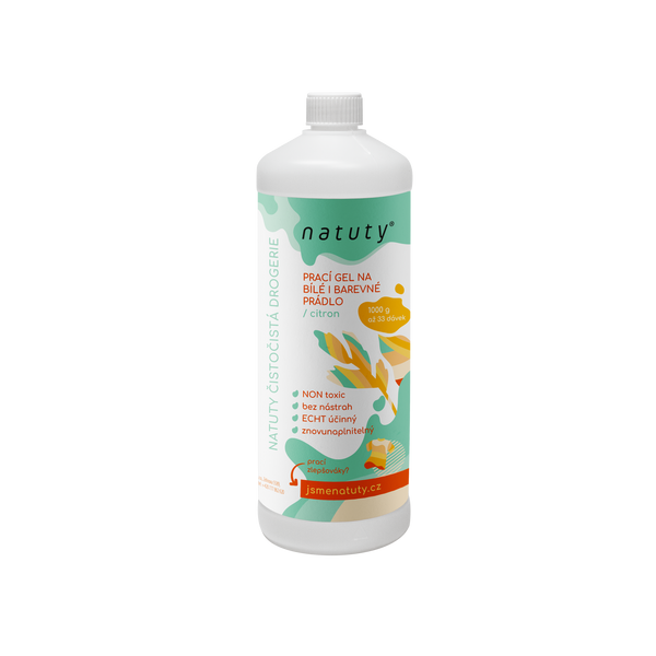 Natuty Prací gel na bílé i barevné prádlo s vůní citronu (1 l)