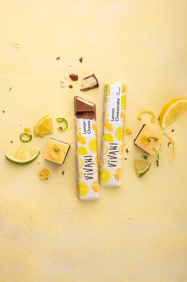 Vivani Tyčinka mléčná čokoláda Lemon Cheesecake BIO (40 g)