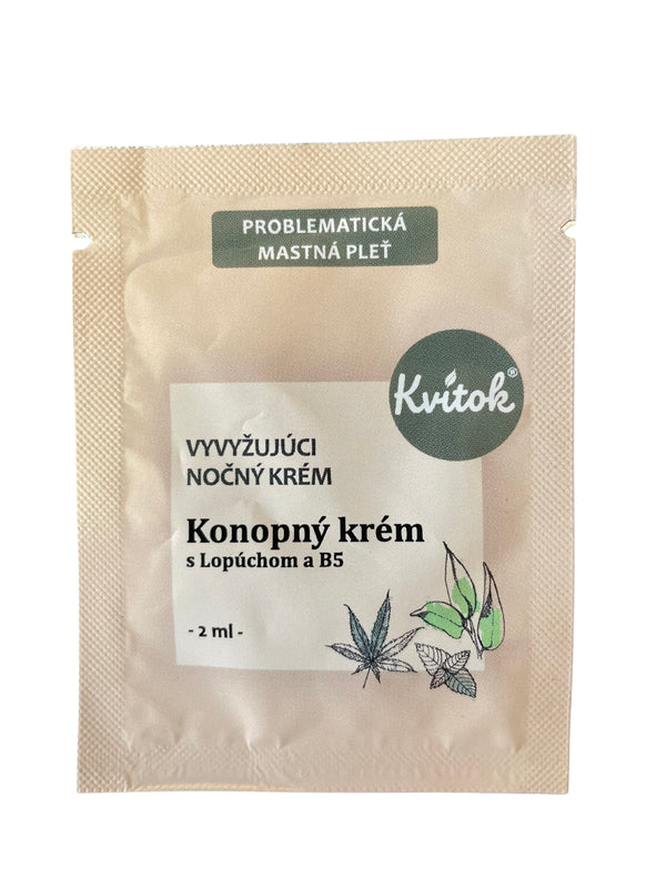Kvitok Noční konopný krém pro mastnou pleť - vzorek (2 ml)