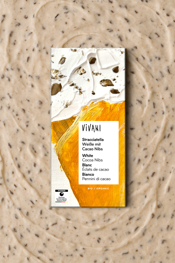 Vivani Čokoláda bílá s kakaovými boby Stracciatella BIO (80 g)