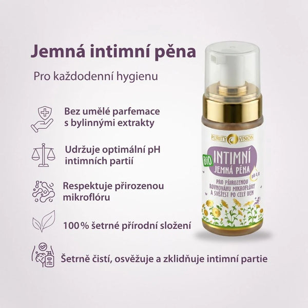 Purity Vision Jemná mycí intimní pěna BIO (90 ml)