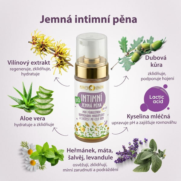 Purity Vision Jemná mycí intimní pěna BIO (90 ml)