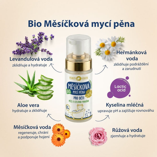 Purity Vision Měsíčková mycí pěna pro děti BIO (90 ml)