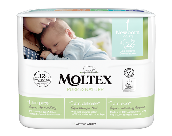 Moltex Ekoplenky Pure & Nature - pro novorozence (2-5 kg) (22 ks)