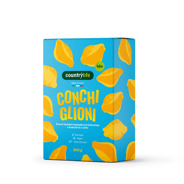 Country Life Těstoviny conchiglioni kukuřično-rýžové BIO (300 g)