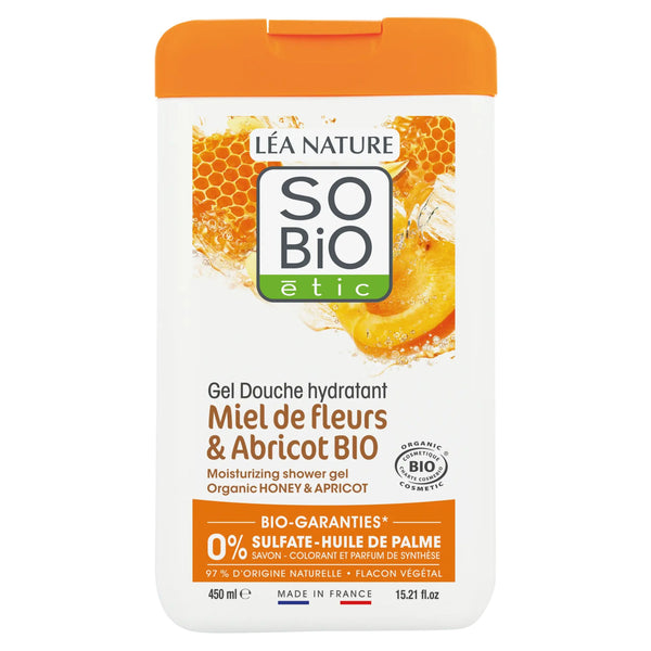 SO’BiO étic Gel sprchový s medem a meruňkou BIO (450 ml)