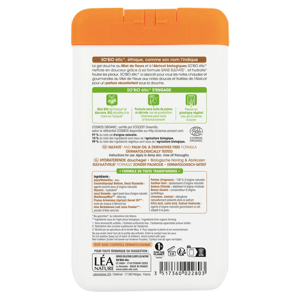 SO’BiO étic Gel sprchový s medem a meruňkou BIO (450 ml)