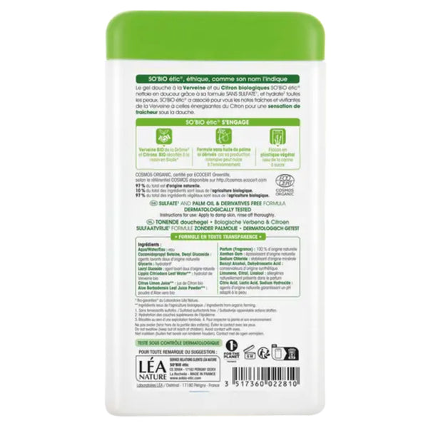 SO’BiO étic Gel sprchový s verbenou a citronem BIO (450 ml)