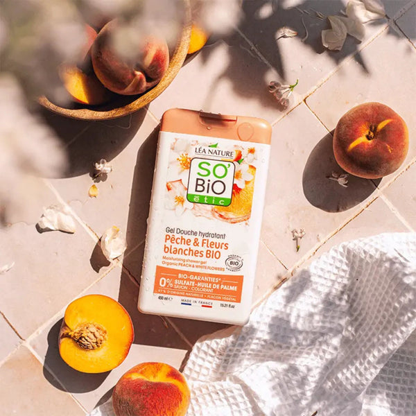 SO’BiO étic Gel sprchový s broskví a bílými květy BIO (450 ml)