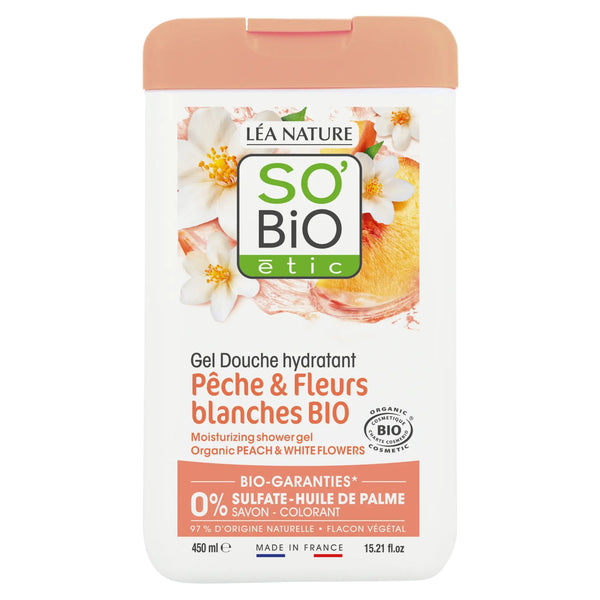 SO’BiO étic Gel sprchový s broskví a bílými květy BIO (450 ml)