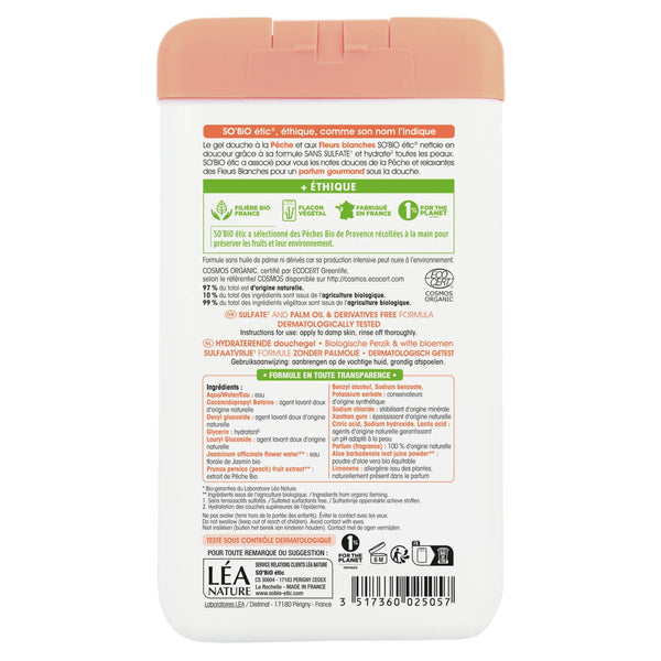 SO’BiO étic Gel sprchový s broskví a bílými květy BIO (450 ml)