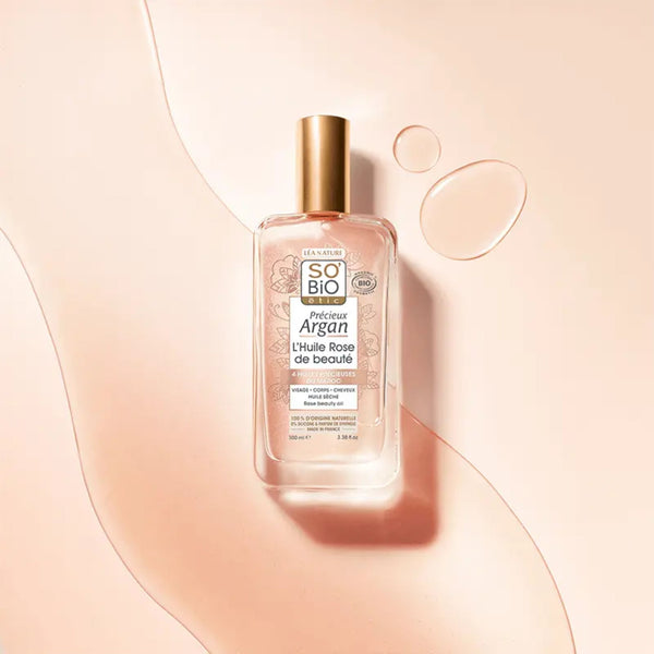 SO’BiO étic Précieux Argan Pěstící olej na tělo, tvář i vlasy BIO - růžový (100 ml)