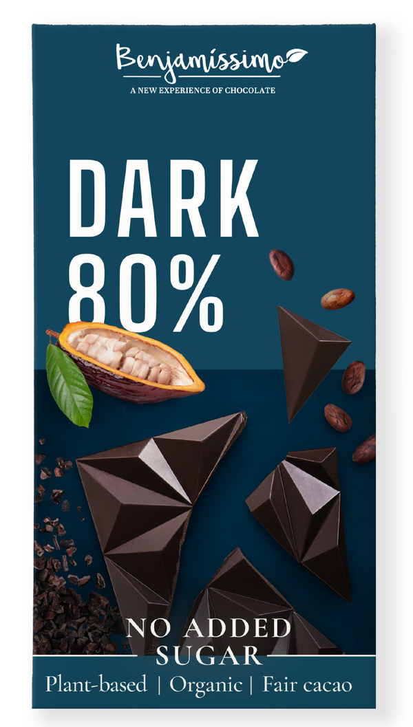 Benjamíssimo Tmavá čokoláda bez přidaného cukru 80% BIO (60 g)