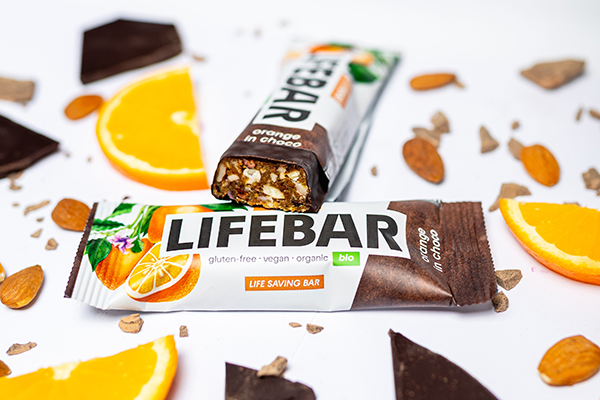 Lifefood Tyčinka Lifebar InChoco pomerančová RAW BIO (40 g)