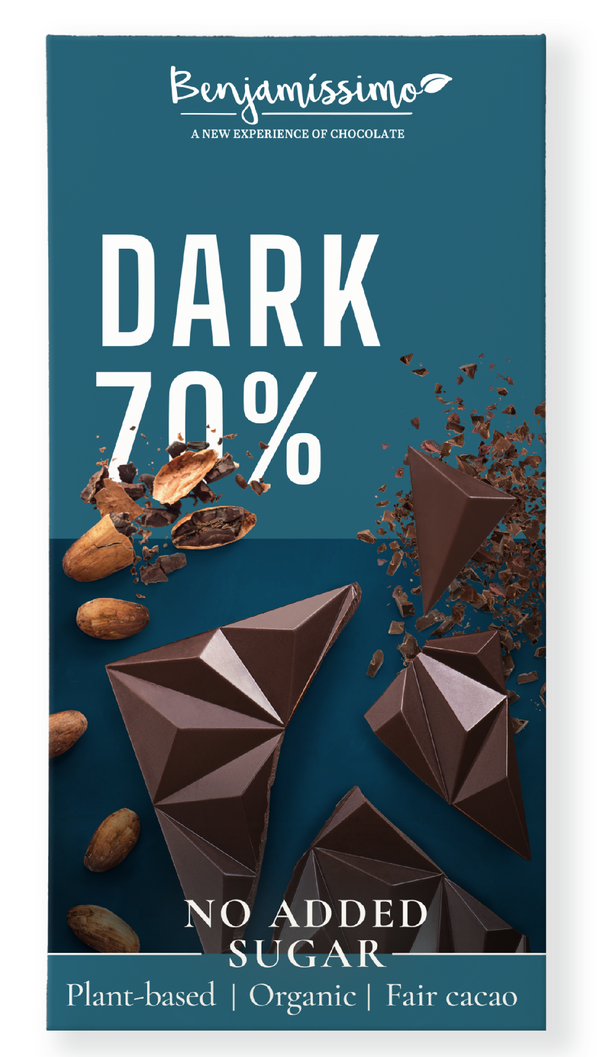 Benjamíssimo Tmavá čokoláda bez přidaného cukru 70% BIO (60 g)