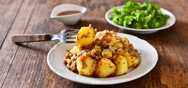 Bramborový salát s čočkou a aromatickou zálivkou (i pro vegany)