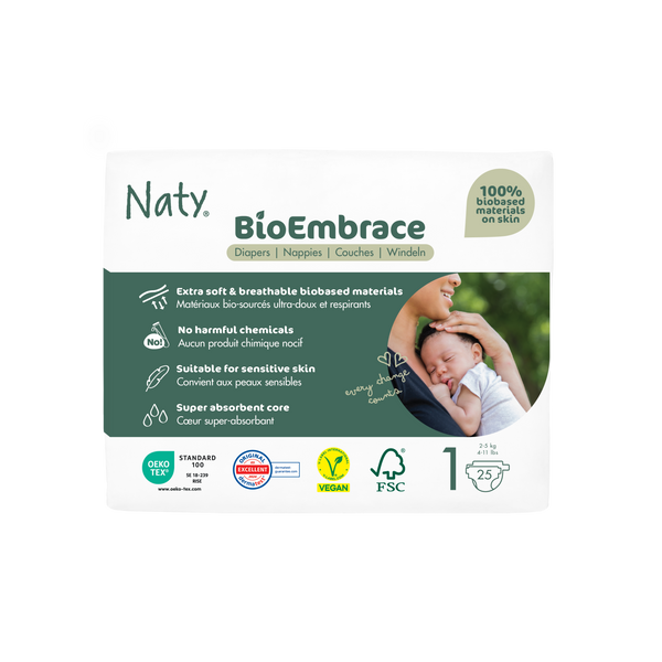Naty BioEmbrace Ekoplenky pro novorozence - vel. 1 (2 - 5 kg) (25 ks)
