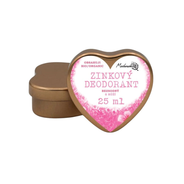 Medarek Krémový deodorant zinkový bez sody - Růže - srdíčko (25 ml)