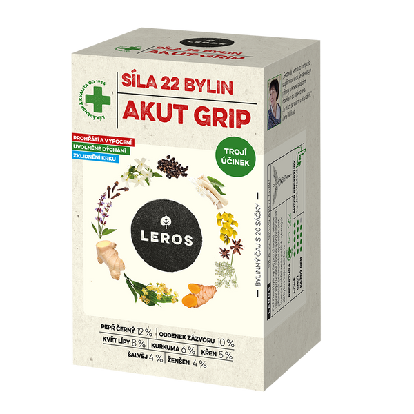 LEROS Bylinný čaj Síla 22 bylin AKUT GRIP - nálev. sáčky (20 x 2,5 g)