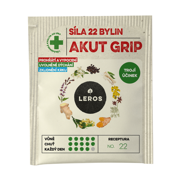 LEROS Bylinný čaj Síla 22 bylin AKUT GRIP - nálev. sáčky (20 x 2,5 g)