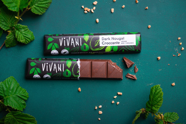 Vivani Čokoládová tyčinka s tmavým nugátem a krokantem BIO (35 g)