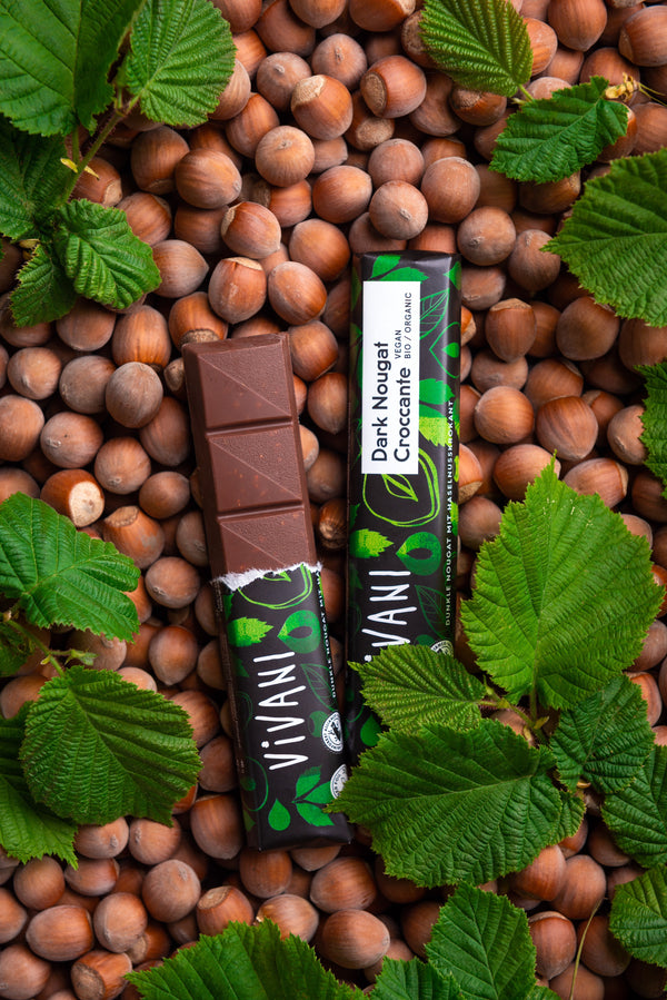 Vivani Čokoládová tyčinka s tmavým nugátem a krokantem BIO (35 g)