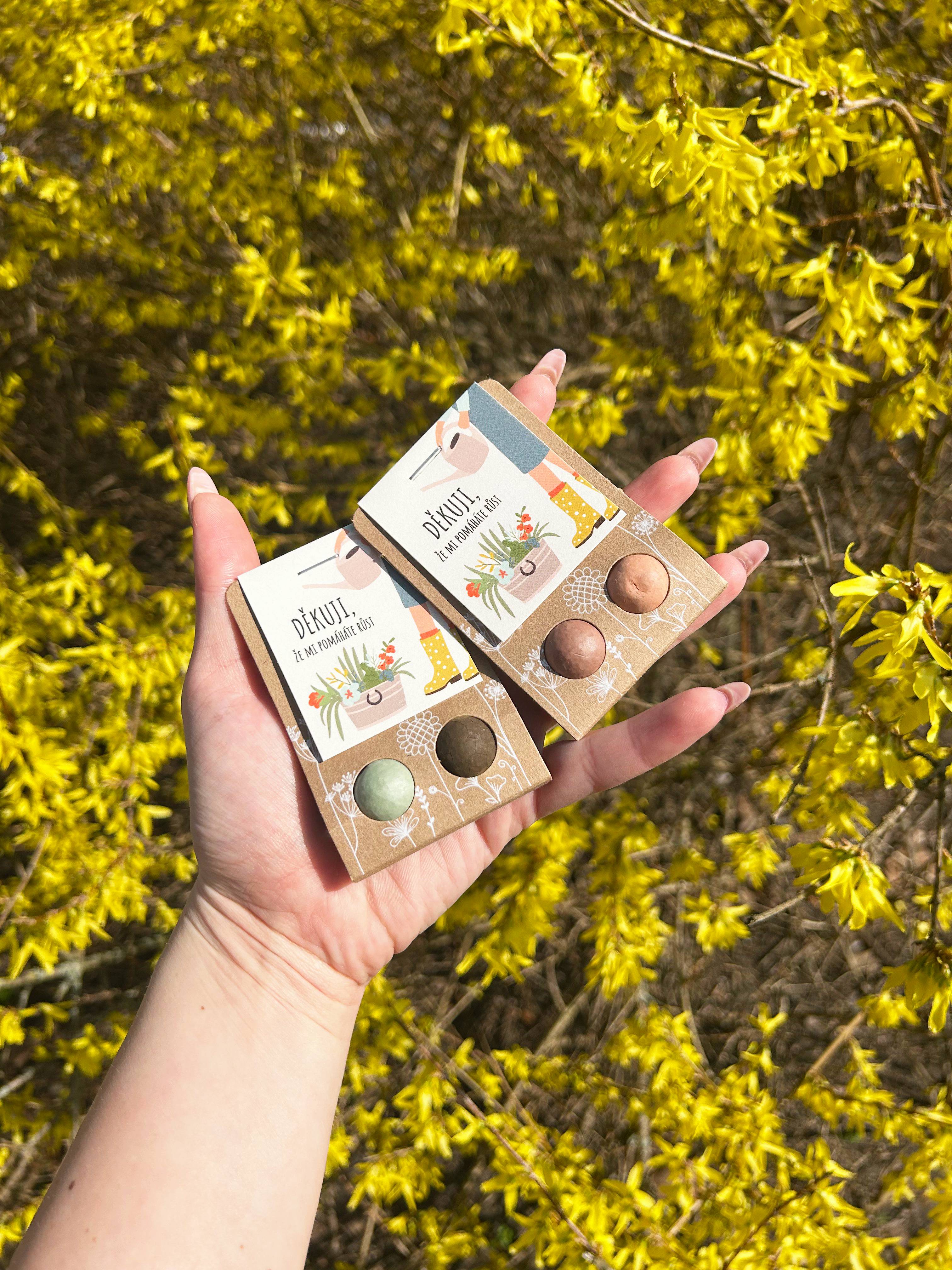 Blossombs Semínkové bomby - Drobný dáreček - Děkuji, že mi pomáháte růst (2 ks)