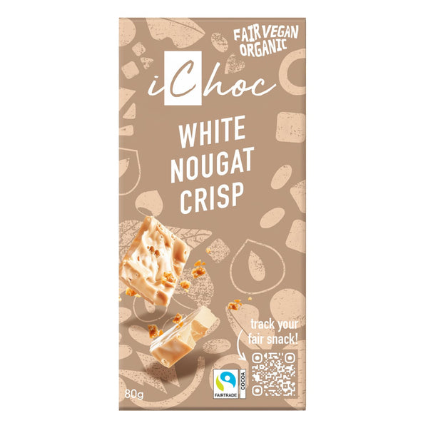iChoc Tabulka bílý nugát s oříšky vegan BIO (80 g)