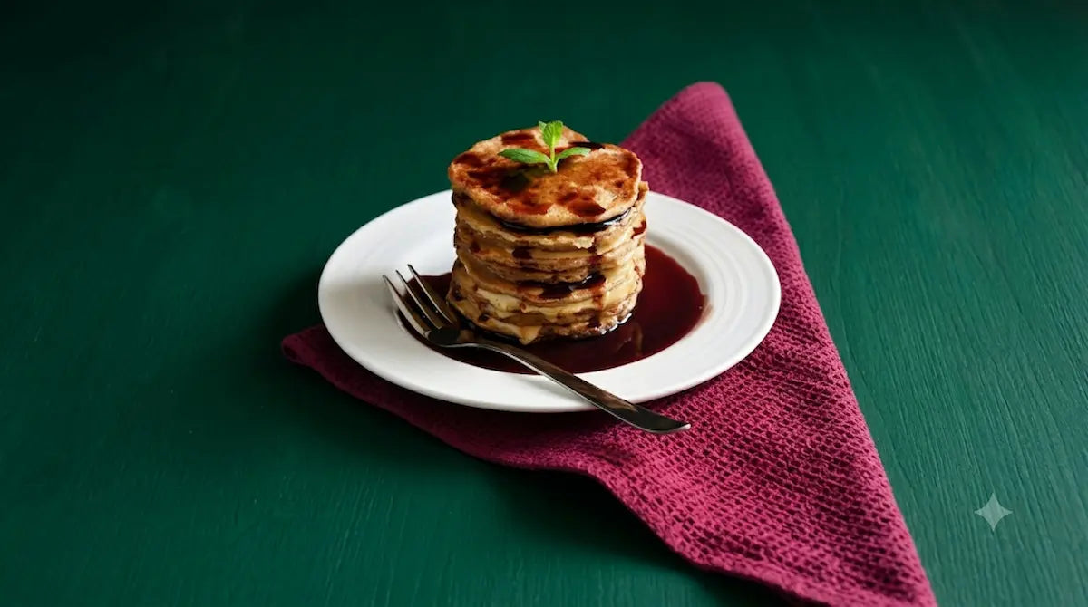 Lívance s tahini a malinovou redukcí