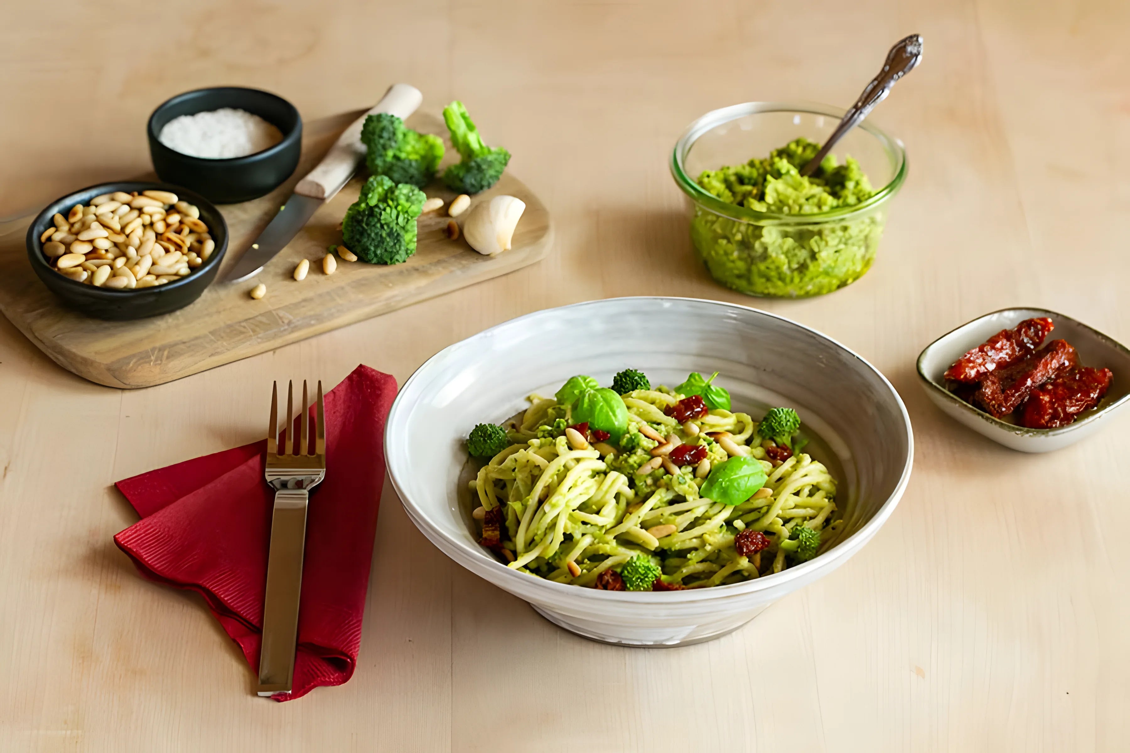 Brokolicové pesto s piniovými oříšky