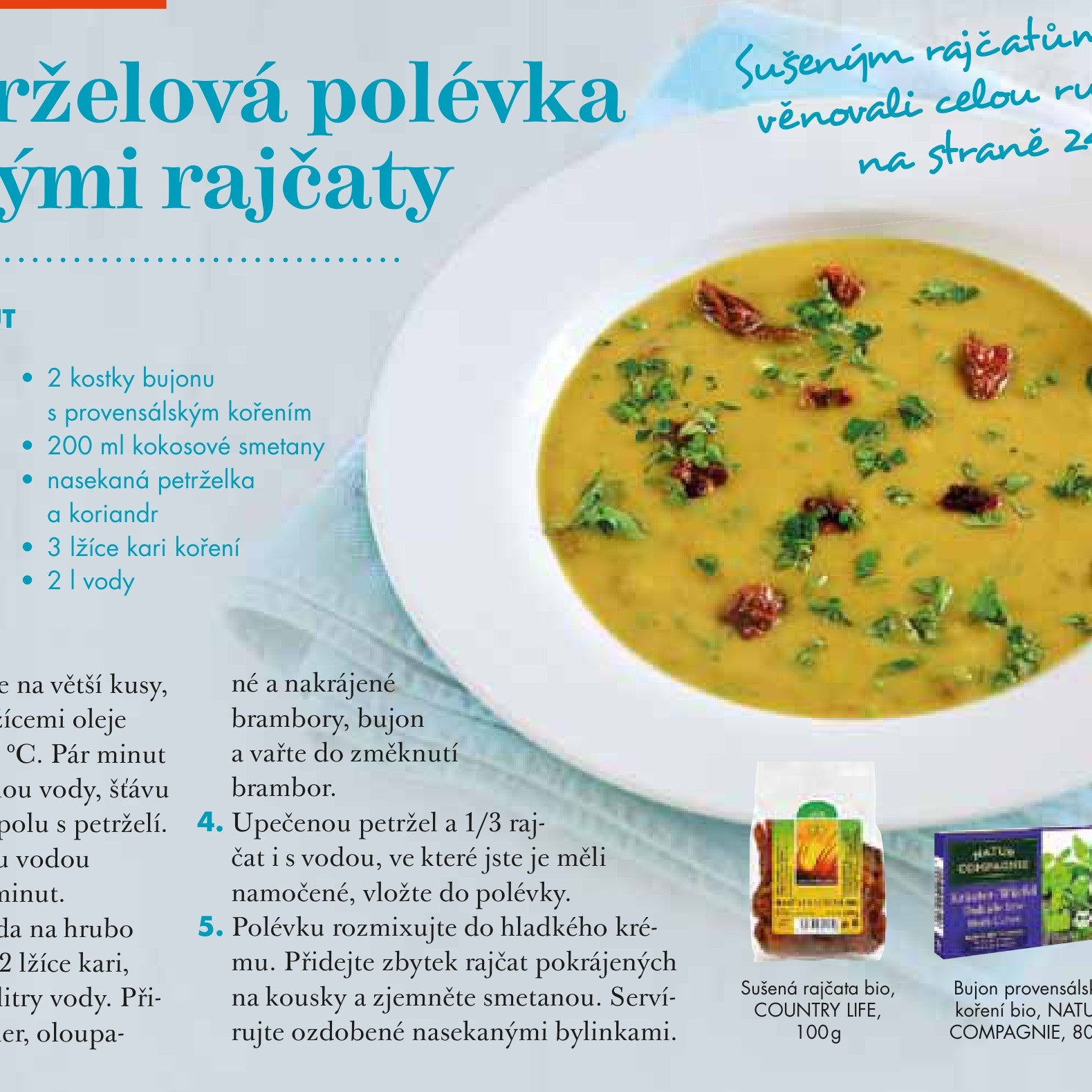 Kari petrželová polévka se sušenými rajčaty