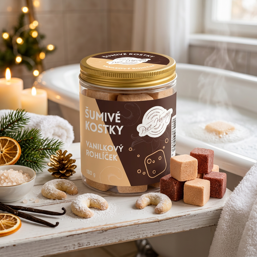 Pure Harmony Šumivé kostky do koupele Vanilkový rohlíček (180 g)